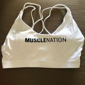 Muscle Nation White Push Up Sports Bra - L NWOT